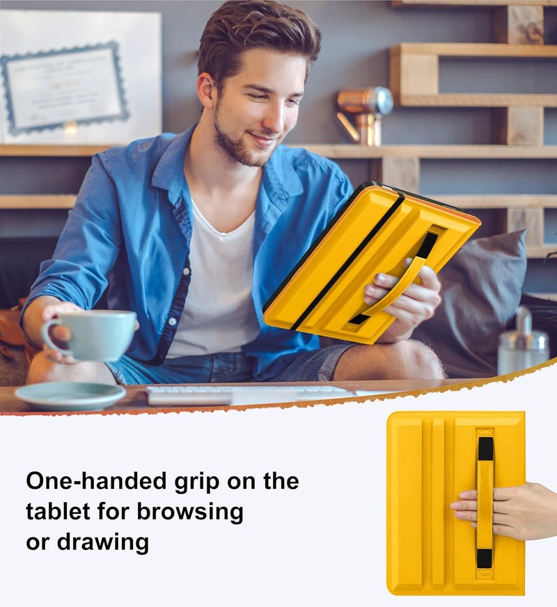 DTTO for iPad A16 Case, iPad 11th / 10th Generation Case (2025/2022), 360 Degree Rotating Premium Leather Folio Stand Cover with Pencil Holder, Orange - Image 4